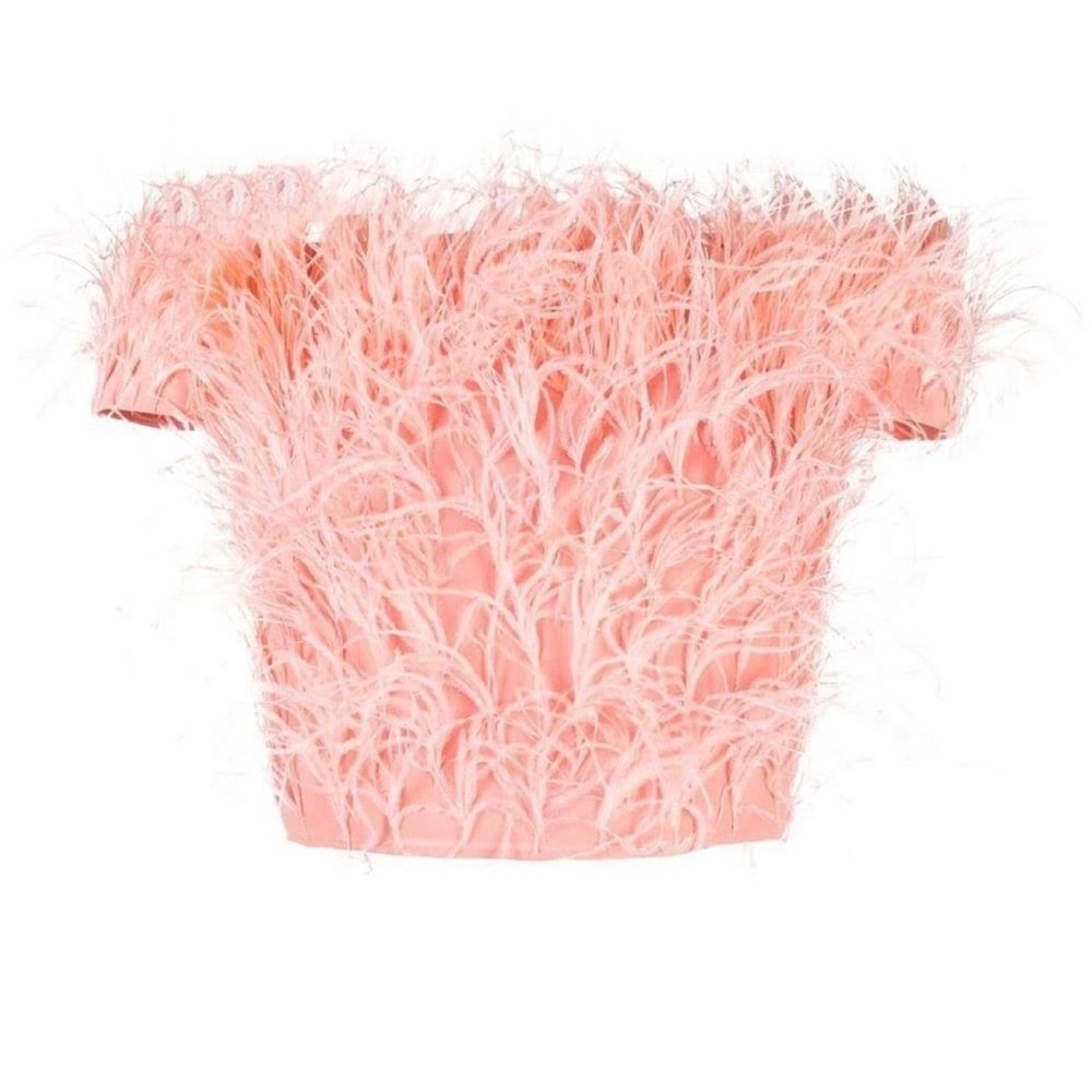 Feather Detail Crop Top SOSHA-AZALEA by Cult Gaia